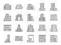 Building line icon set. Included icons as city  scape, architecture,ÃÂ dwelling, Skyscraper, structure and more. Royalty Free Stock Photo